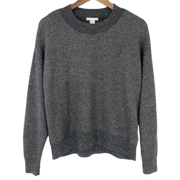 H&M Shimmery Metallic Gray Lightweight Sweater Size Medium Relaxed Fit Casual - Picture 1 of 5